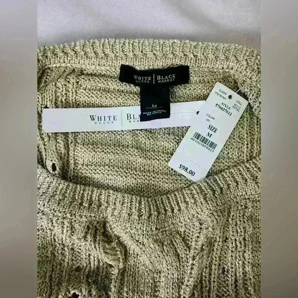 WHBM Gold/Metallic Short Sleeve Knit Sweater Size Medium - Picture 9 of 10